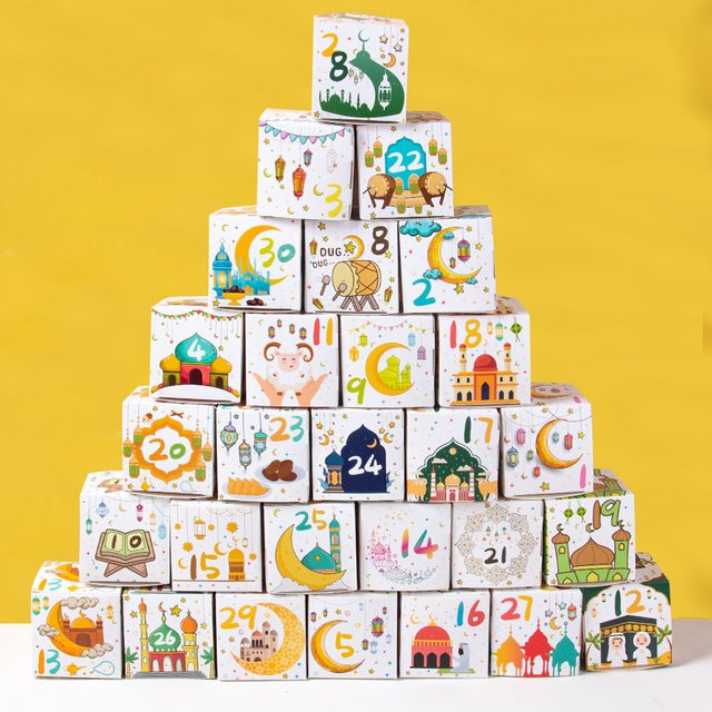 30 Stück Ramadan Countdown Papier Geschenkboxen von joy-enlife als Adventskalender für Süßigkeiten und Cookies in Multicolour zur Dekoration - Bild 1