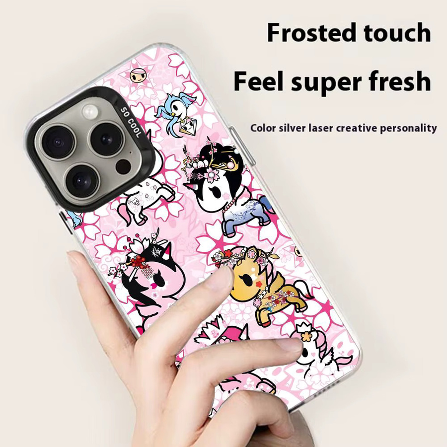 T-Tokidoki Handyhülle für iPhone 11 bis iPhone 17 Air Pro Max, bunt, rutschfest und Anti-Fingerabdruck-Schutz - Bild 3
