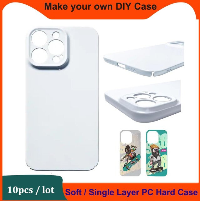 10 Stück leere Sublimationshüllen für iPhone, Samsung S25 S24 und weitere Modelle, weiche TPU und harte PC Mobilrückseitenabdeckungen in Weiß - Bild 1