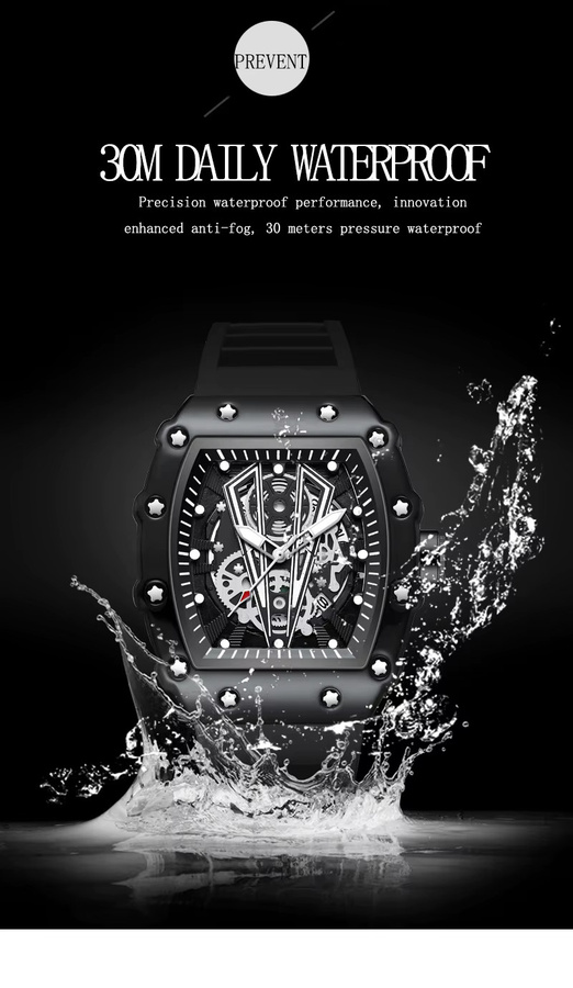 Mairuige Armbanduhr Quarz, Weinfass Form, Schwarz, Herren - Bild 4