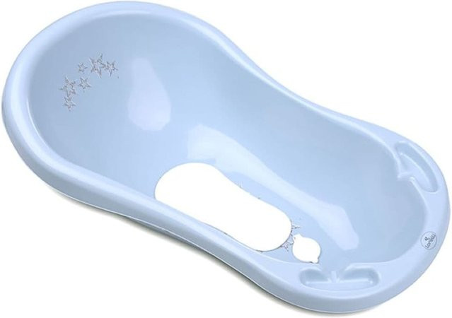 Lorelli Babybadewanne Classic Tub in Hellblau mit Wasserablauf, Ablagefächern und Anti-Rutsch-Beschichtung - Bild 1