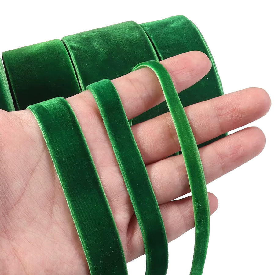 Linsoir Beads Grünes Samtband für Weihnachtsdekoration und DIY-Geschenkverpackung, Breite: 6 bis 38 mm - Bild 3