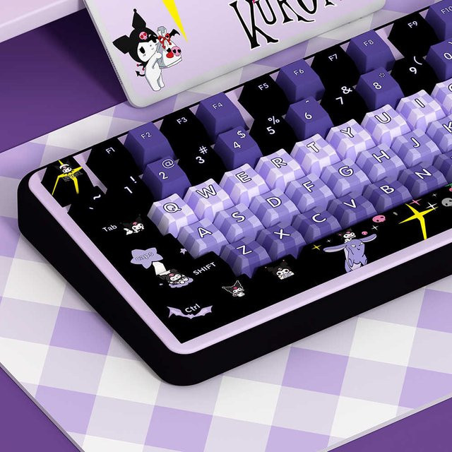 MINISO Sanrio Kurumi Anime Tastenkappen aus PBT im Cherry-Profil für MX-Switches, Farbe: Lila - Bild 1