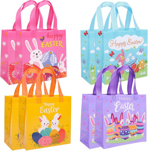4er-Set ZQNYCY Cartoon Ostern Geschenktüten mit Kaninchen und Eiern in Mehrfarbig für Kinder und Partydekoration - Bild 1