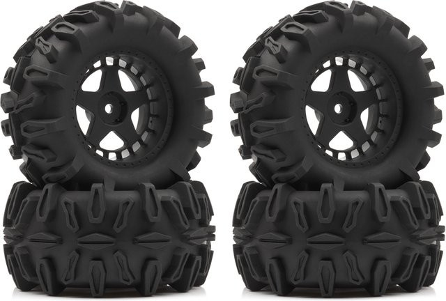 RCZIPROY RC Monster Truck Reifen Räder, 90mm, 12mm Sechskant, Gummi, Schwarz - Bild 1