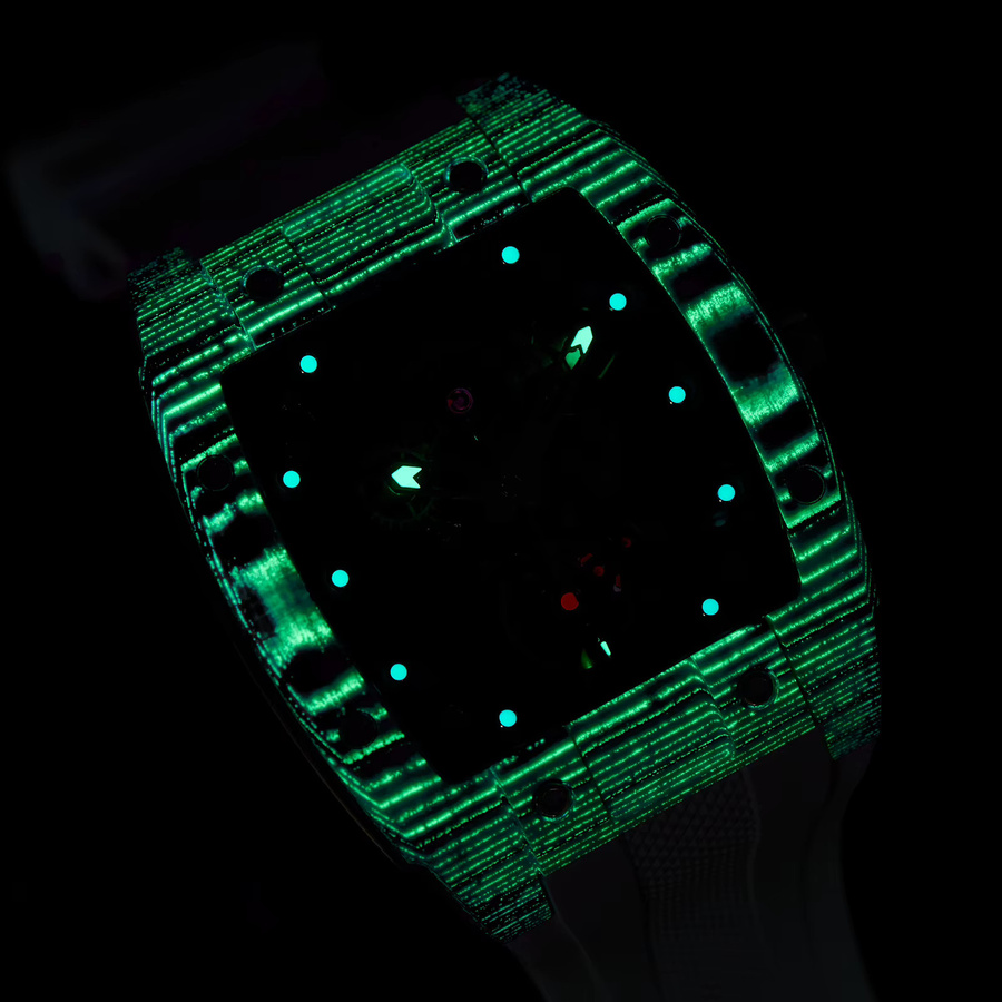 OBLVLO Armbanduhr Automatik, Carbon Fiber, Edelstahl, Kautschuk, Schwarz, Herren - Bild 2