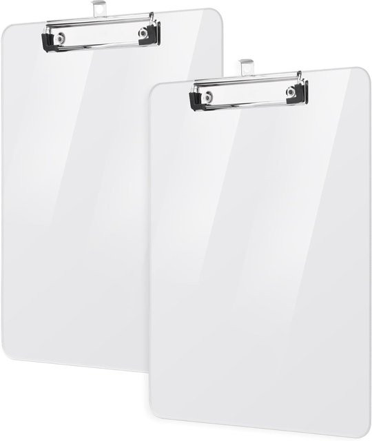 2er-Pack Kunststoff-Klemmbretter A4 aus Acryl in Transparent mit Flachprofil-Clip für Schule und Unterricht - Bild 1