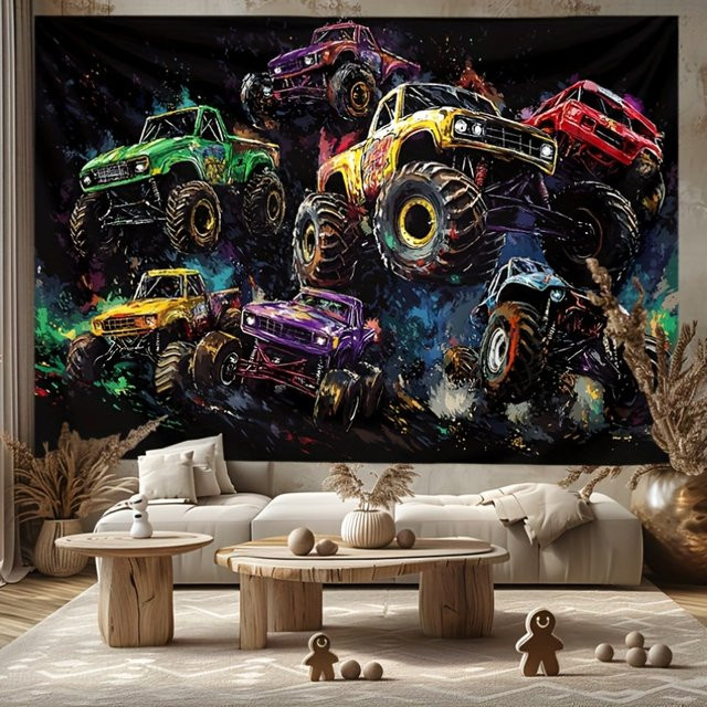 VIKAMA Wandteppich Off-Road Monster Truck, minimalistische Wanddekoration in Multicolour, B/H: 60 x 40 cm - Bild 1