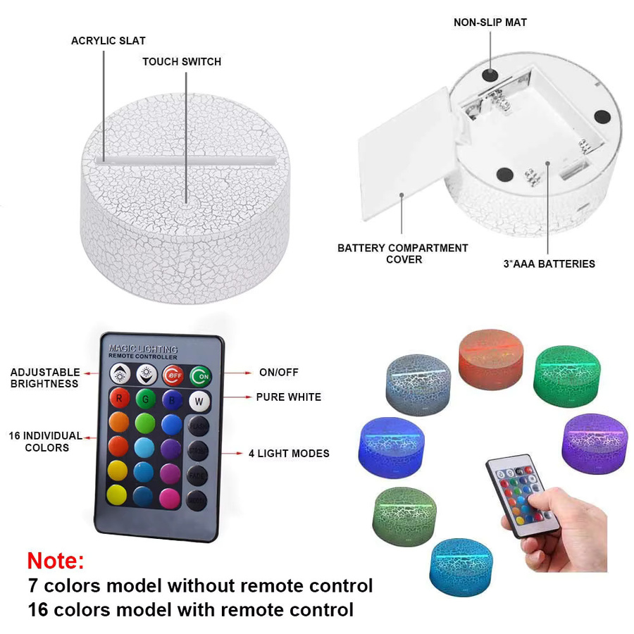 Nighdn LED-Nachtlicht für Kinder mit 16 Farben und Fernbedienung, USB und Batterie, dekorative Tischlampe in Multicolour und Weiß - Bild 2