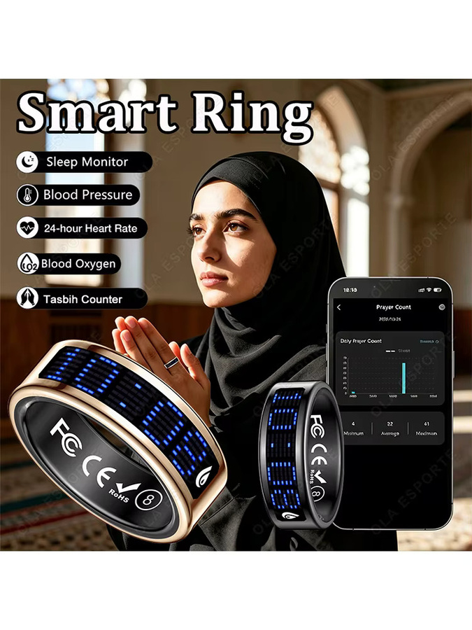 Ola Esporte Smart Ring Gold mit Herzfrequenz-, Schlaf- und Blutsauerstoffüberwachung sowie 5ATM Wasserdichtigkeit für Männer und Frauen - Bild 7