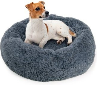 LITTLE LORD Hundebett Ceddie Donut in Dunkelgrau mit erhöhtem Rand und rutschfester Unterseite, Größe L - Bild 1