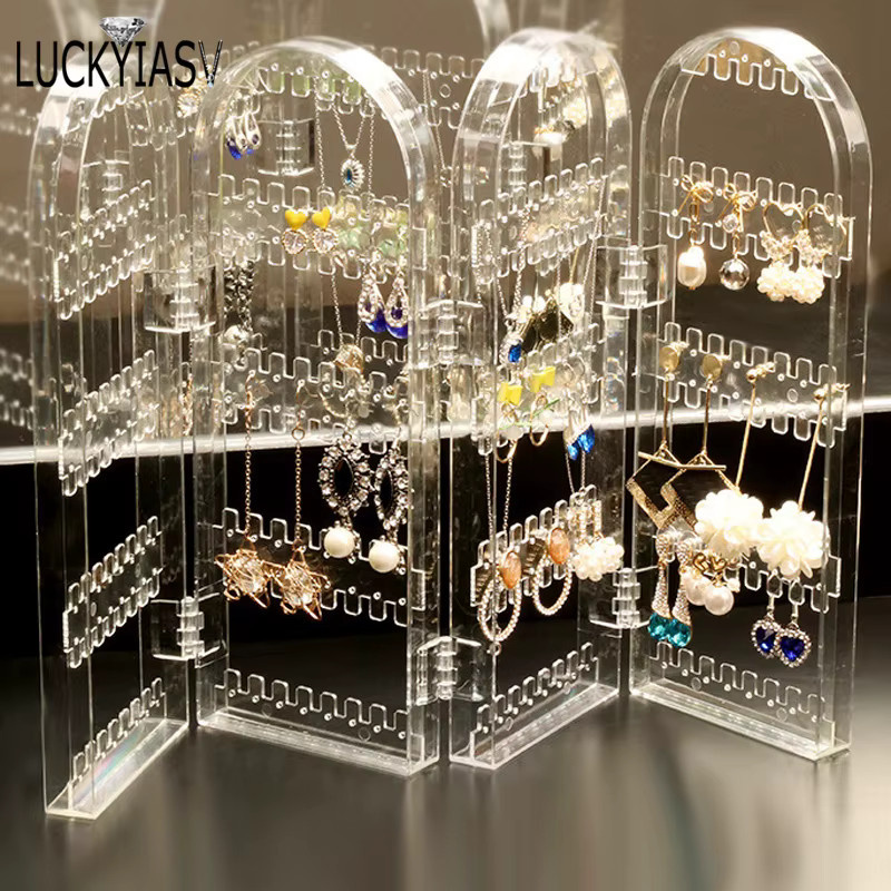 Luckyiasv Schmuckdisplay aus Kunststoff für Ohrringe und Ohrstecker in Transparent, klappbarer Aufbewahrungsständer mit 120/180/240/360 Löchern - Bild 3