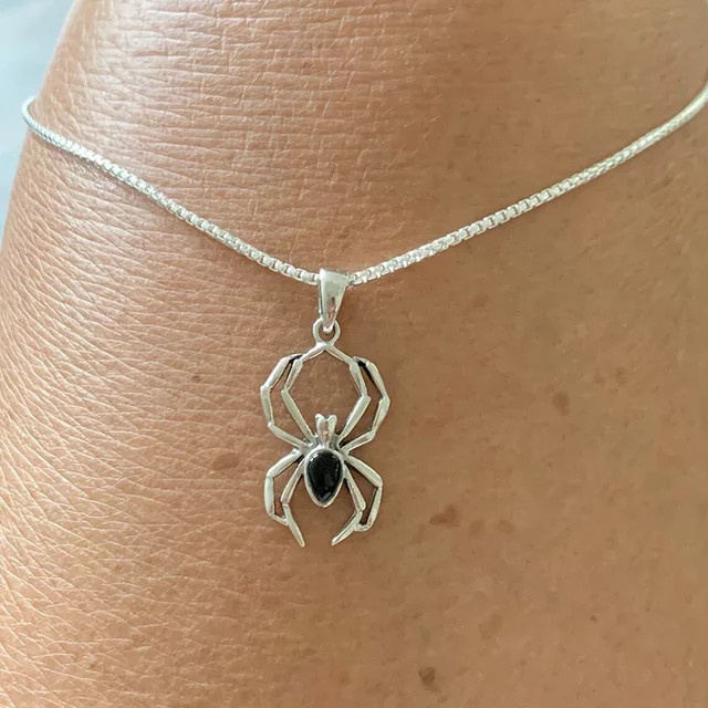Huitan Halskette mit Spinnen-Anhänger, Silber, Unisex - Bild 1
