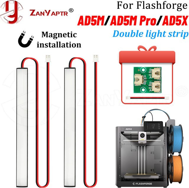 ZANYAPTR 24V LED Doppel-Lichtstreifen in Weiß für Flashforge Adventurer 5M AD5M AD5M Pro und AD5X 3D-Drucker zur Kammerbeleuchtung - Bild 1