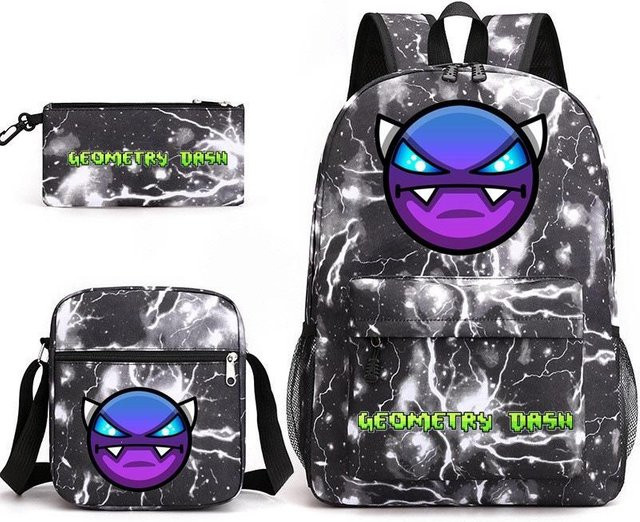 3-teiliges Schulrucksack-Set für Schüler aus Oxford-Stoff in Multicolour mit Schultasche, Schultergurt und Federmäppchen - Bild 1