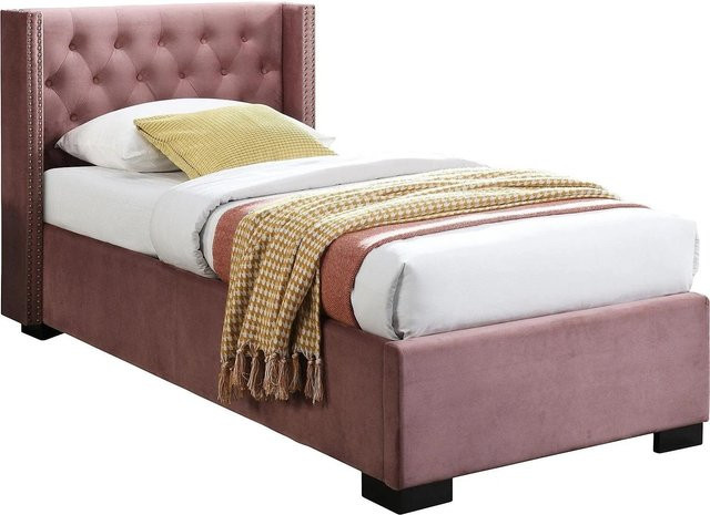 Vente-unique Bett Massimo mit Bettkasten in Rosa, Samt, B/T/H: 90 x 200 x 214,5 cm - Bild 1
