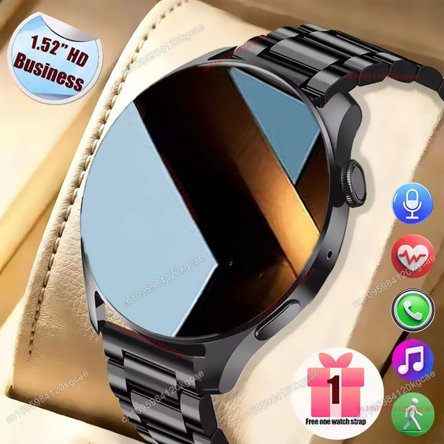 Ola Esporte Smartwatch für Herren mit 1,52 Zoll HD-Display, Bluetooth-Anrufen, Gesundheitsüberwachung und Sprachassistent, kompatibel mit Android und iOS, in Schwarz oder Silber - Bild 1