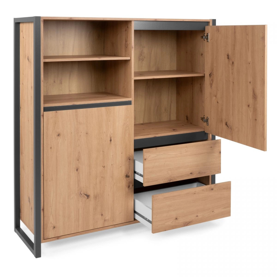 Highboard Malta von Furn.Design in Artisan Eiche und Anthrazit, B/H: 120 x 140 cm - Bild 3