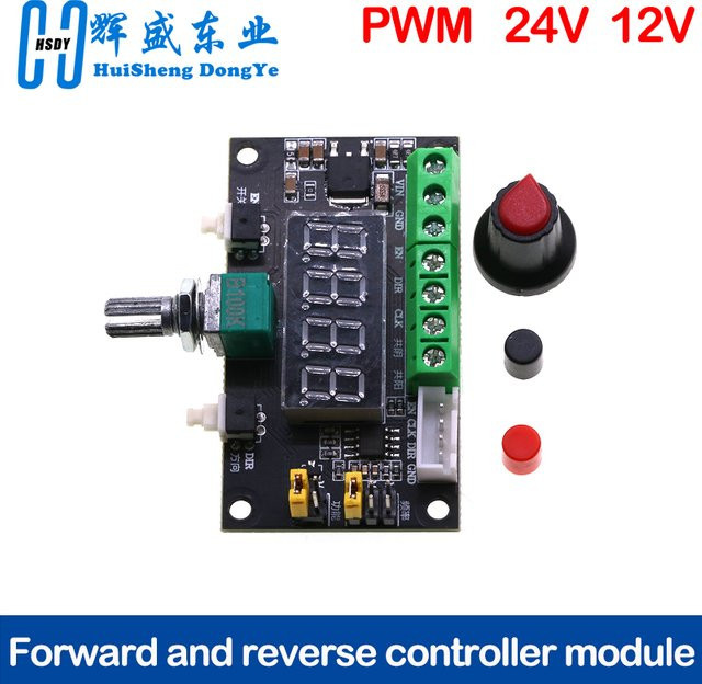 HUISHENGYUFA Schrittmotor mit PWM-Impuls-Signalgenerator und Geschwindigkeitsregelung sowie Drehrichtungsumkehr (24V/12V) - Bild 1