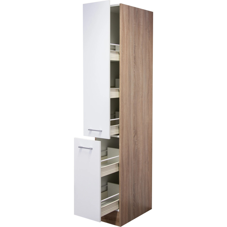 Flex-Well Apothekerschrank Samoa Küchenhochschrank Weiß Eiche B/H/T: 30 x 200 x 57 cm - Bild 2