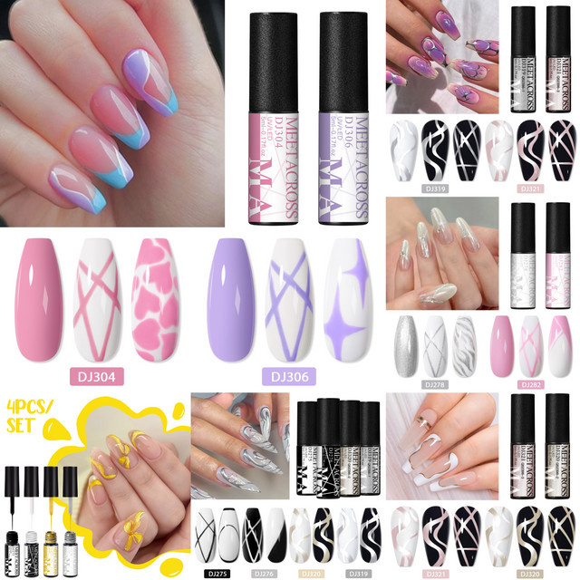MEET ACROSS Liner Gel Nagellack Set, Rosa Gold, Metallic, 2/4 Stück - Bild 1