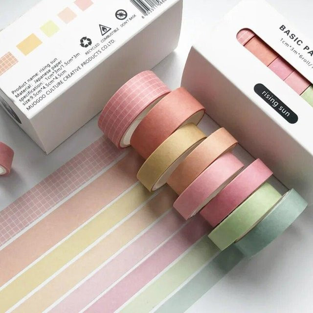Ambiel Charm Washi Tape Set 8 Stück Multicolor Basic Dekoration für Scrapbooking und Schulbedarf - Bild 1
