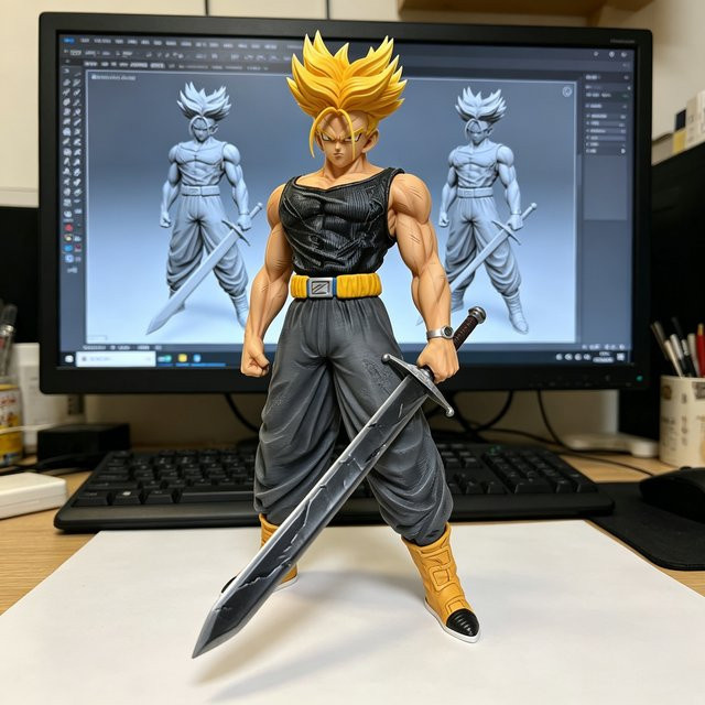 Bandai Dragon Ball Super Saiyan Future Trunks Anime Figur aus PVC, Multicolor, Höhe: 21,5 cm - Bild 1