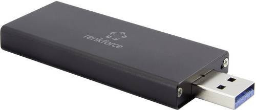 Renkforce RF-4521561 M.2 SATA SSD-Gehäuse USB-A mit 5 GBit/s für M.2 2230 und 2242 in Schwarz - Bild 1