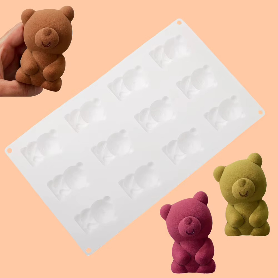 SHENHONG 12-fach Silikonform mit Bärenmotiv in Weiß oder Schwarz für Schokolade, Kekse und Kuchen - Bild 2