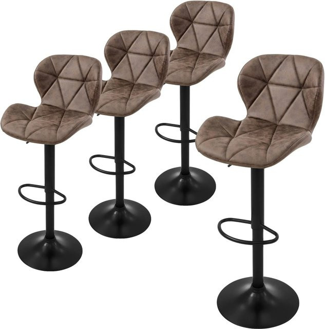 ML-Design Set aus 4 Barhockern aus Kunstleder in Braun mit Rückenlehne und verstellbarer Höhe 59-79 cm - Bild 2