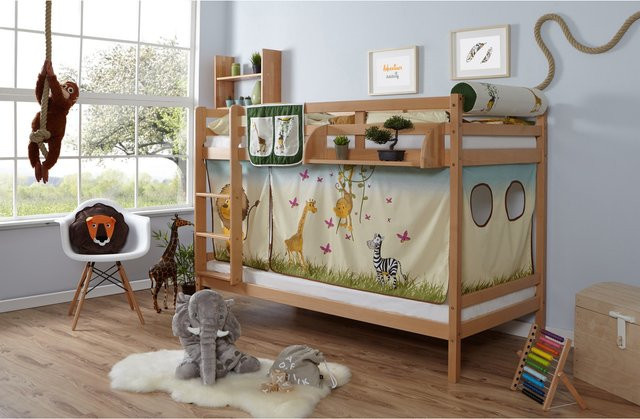 TiCAA Etagenbett Rene aus Massivholz Buche Natur - Bild 1