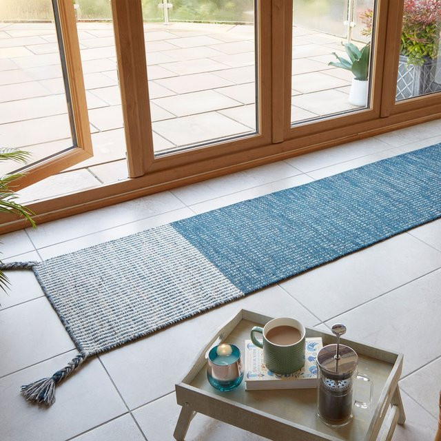 BALA Kadima Design Läufer gestreift in Blau aus Wolle und Baumwolle, B/T: 60 x 200 cm - Bild 1