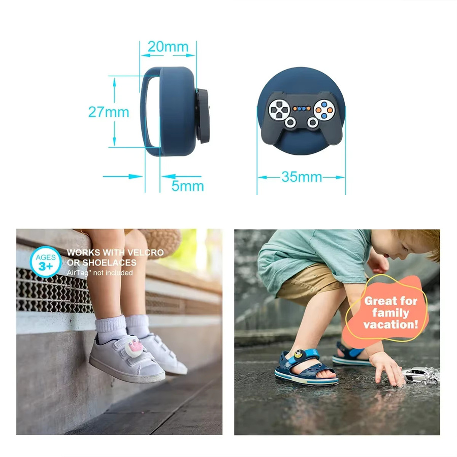 FancyWrist AirTag-Halter für Kinder mit Cartoon-Zubehör und Schnürsenkel, wasserdichte Schutzhülle in Pink - Bild 5