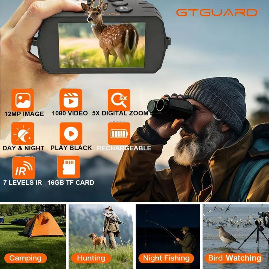 GTGUARD Tragbares Handheld-Nachtsichtgerät in Schwarz mit 1080P-Auflösung, IR-Nachtsichtfunktion und 5-fach Digitalzoom für Jagd und Vogelbeobachtung - Bild 2