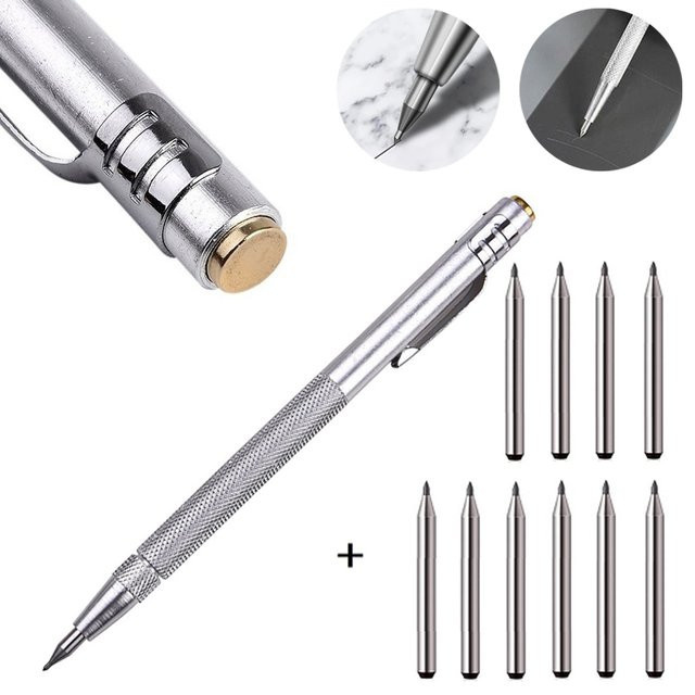 VIBRATITE 11er Set Glasritzrad-Stifte mit Wolfram-Hartmetallspitze für Glas, Keramik, Metall und Holz in Silber - Bild 1