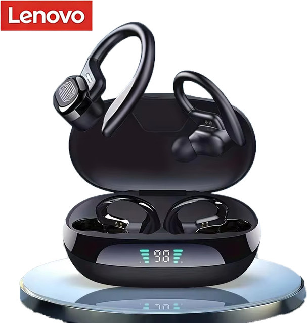 Lenovo Original EarHook Sport-Kopfhörer, kabellose Bluetooth In-Ear-Headsets mit digitaler Anzeige und Geräuschunterdrückung in Schwarz - Bild 1