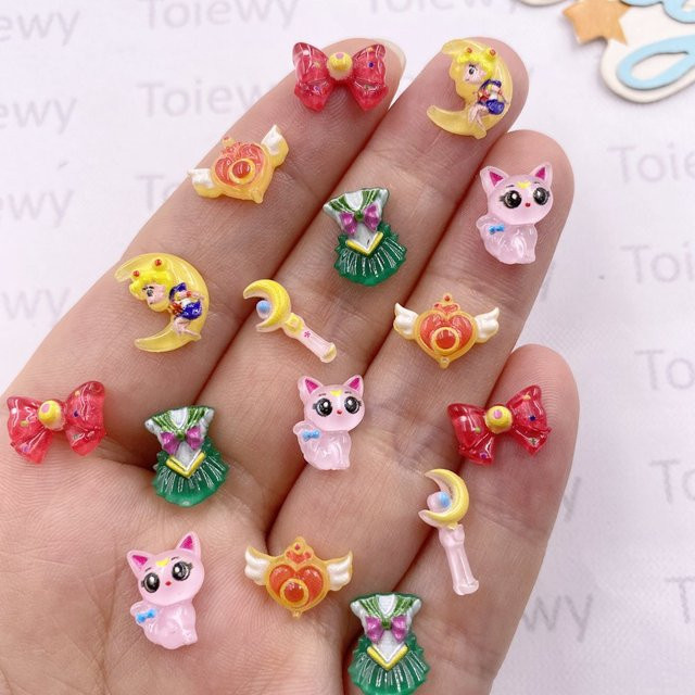 Toiewy Nail Art Flatback Strass, Bunte Cartoon Mini Glitter, 30 Stück - Bild 1