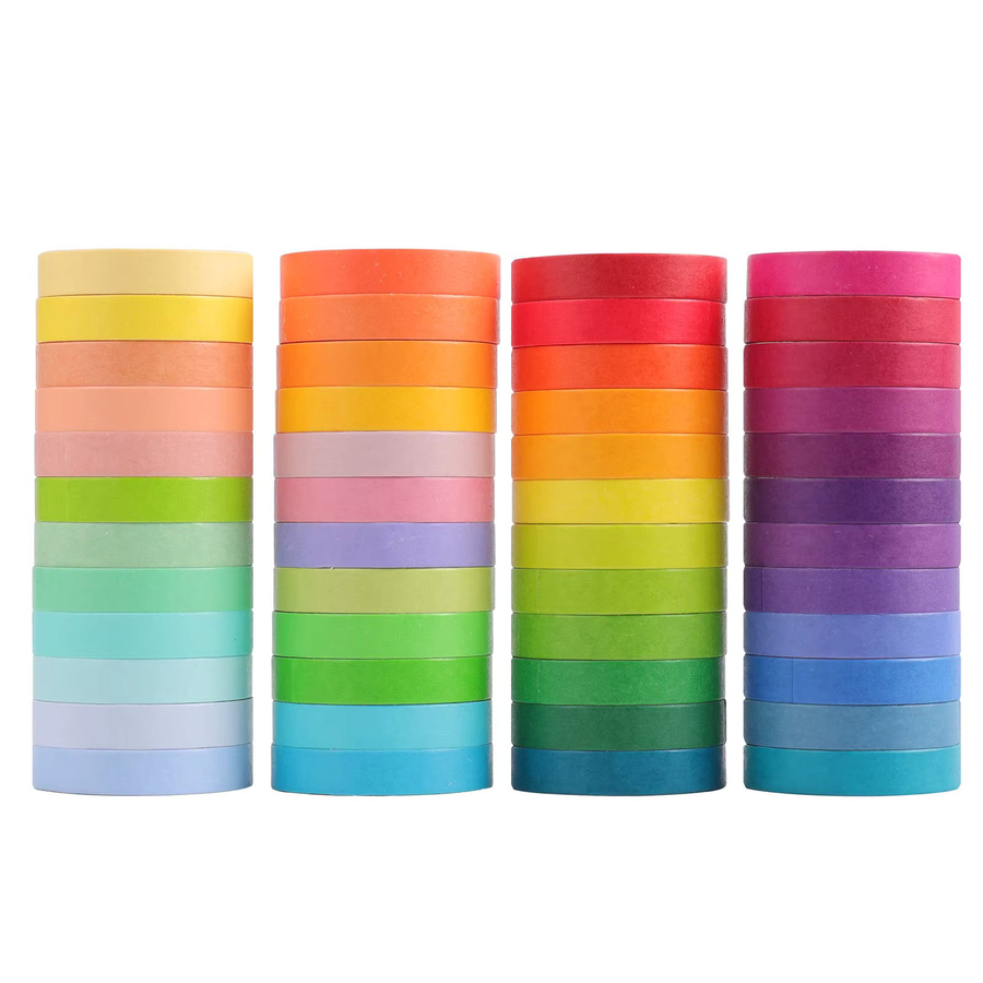 48 Rollen Washi-Tape-Set in Regenbogenfarben, 8 mm breit, dekoratives Klebeband für Journaling, Scrapbooking, Schule und Bürobedarf - Bild 2