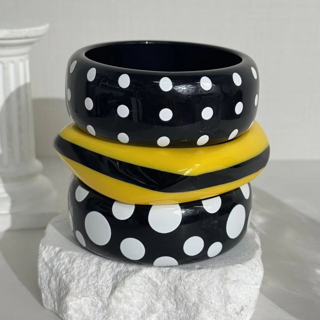 HUANZHI Armband, Harz, Damen, Weiß Schwarz - Bild 1