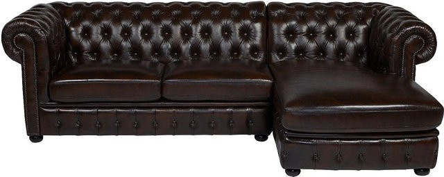 Vente-unique Chesterfield Ecksofa Brenton in Schokobraun aus Leder ohne Schlaffunktion - Bild 1