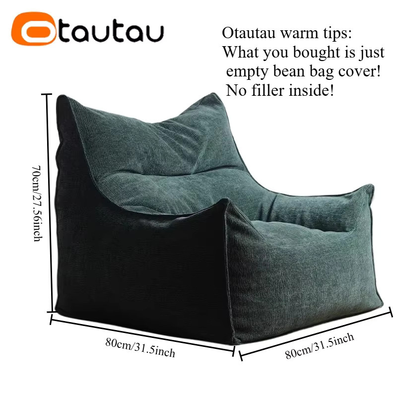 OTAUTAU Sitzsackbezug SF450 aus Chenille in Grün mit 3D-Druck Design - Bild 2