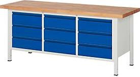Werkbank RAU TYP 8574-2 aus Buche-Massivholz und Stahlrohr, B/T/H: 200 x 70 x 84 cm - Bild 1