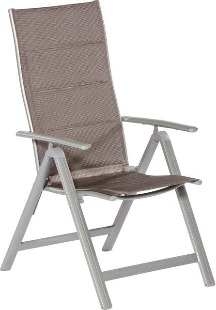 Merxx Taviano Klappsessel 2er Set Silber/Braun mit Textilbespannung und Aluminiumgestell - Bild 1