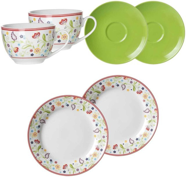 Ritzenhoff & Breker Kaffeeservice Shanti Doppio 6er Set aus Porzellan in Green und Multicolour - Bild 1