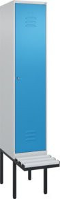 C+P Spind Classic PLUS Garderobenschrank mit Sitzbank, 1 Abteil, Lichtgrau, B/T/H: 212,0 x 40,0 x 81,5 cm - Bild 1