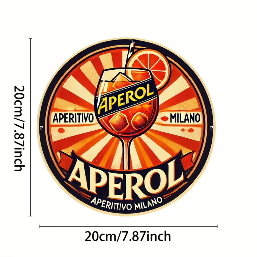 Aperol Milano rundes Metallschild als wasserdichte Eisen-Wanddekoration in Mehrfarbig - Bild 2