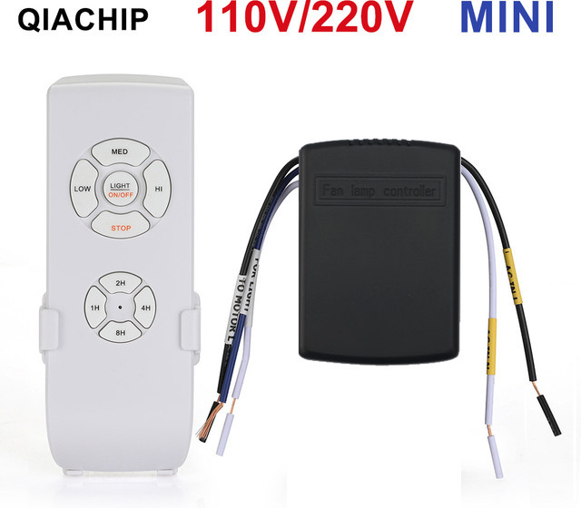 QIACHIP Mini-Fernbedienungsset für Deckenventilator und Lampe mit Timing-Steuerung und anpassbarer Windgeschwindigkeit, AC 110–240 V, inklusive Sender und Empfänger - Bild 1