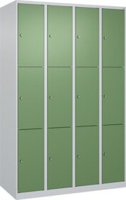 C+P Schließfachschrank Classic PLUS mit 4 Abteilen in Lichtgrau und Resedagrün, H x B x T: 185 x 120 x 50 cm - Bild 1