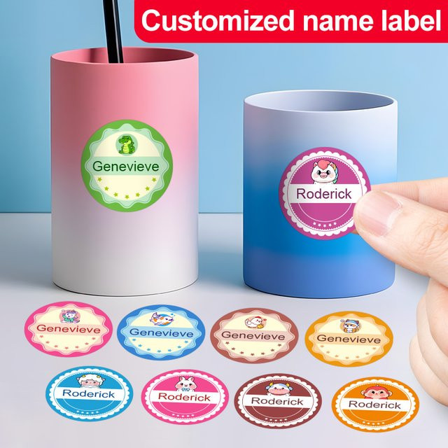 Personalisierte wasserfeste Namensaufkleber mit Tiermotiven für Kinder und Schulbedarf - Bild 1
