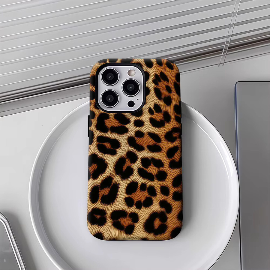 Handyhülle mit Leopardenmuster für iPhone 12 bis iPhone 17 Pro Max Plus in Multicolour mit doppelschichtiger Rückseite - Bild 5